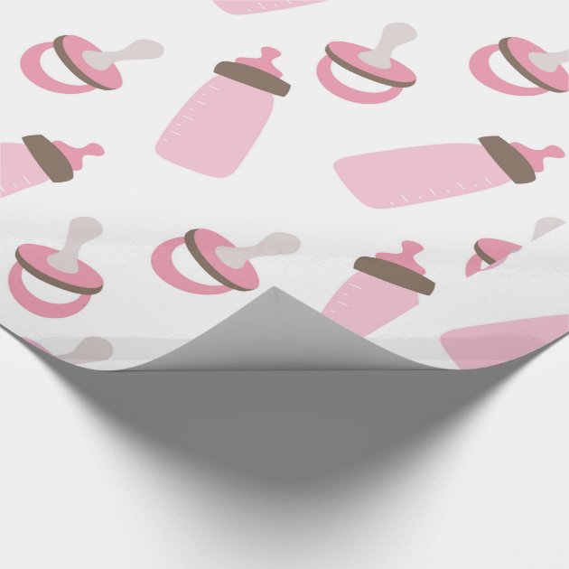 Beautiful Baby Pink Bottles and Pacifiers Wrapping Paper 4/4