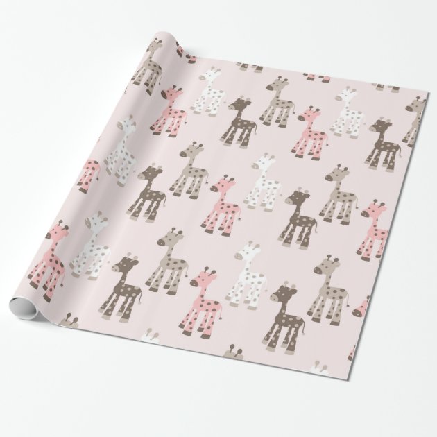 Beautiful Baby Pink Giraffe Wrapping Paper 1/4
