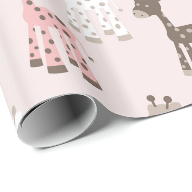 Beautiful Baby Pink Giraffe Wrapping Paper 3/4