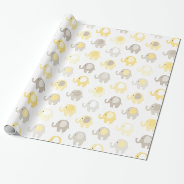 Beautiful Baby Yellow Elephant Wrapping Paper 1/4