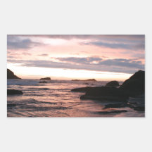Beautiful beach sunset rectangle sticker