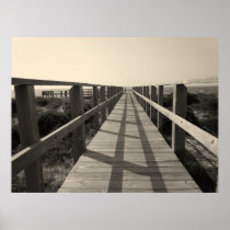 Beautiful "Beach Walk in Sepia" Poster