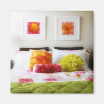 Beautiful Bed and Bedroom Decor Fridge Magnet