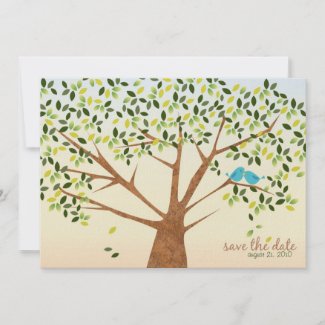 Beautiful Bird Tree Save the Date invitation