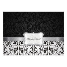 Beautiful Black and White Damask Wedding invites