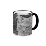beautiful black and white kitten mug