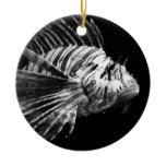 Beautiful Black and White Lionfish Christmas Ornaments