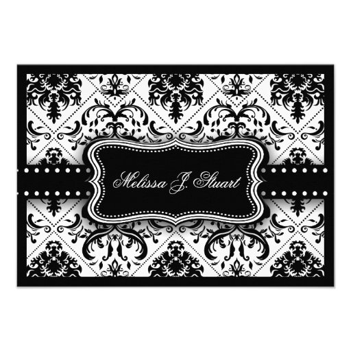 Beautiful Black and White Vintage Damask Invites
