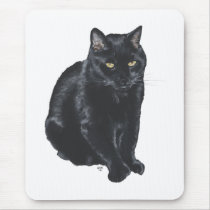 Beautiful Black Cat Mouse Pad