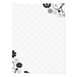 Beautiful black floral on stripes post card