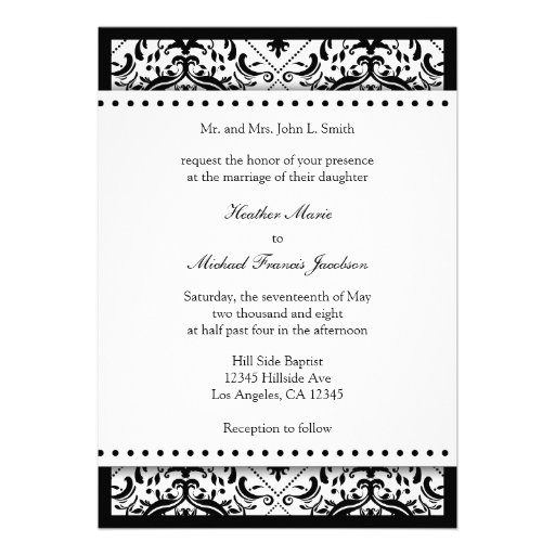 Beautiful Black & White Vintage Damask invitations