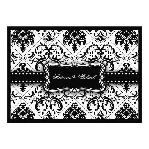 Beautiful Black & White Vintage Damask invitations