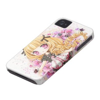 Beautiful blond anime girl with pink poppies casematecase