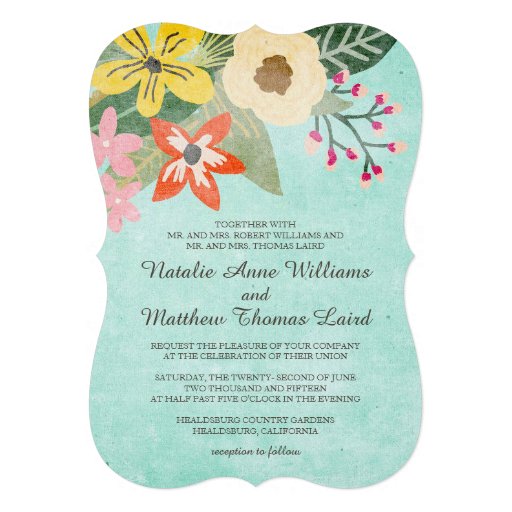 Beautiful Blooms Wedding Invitation / Aqua
