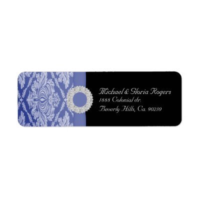 Beautiful Blue Damask Set Custom Return Address Labels by StarStruckDezigns