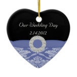 Beautiful Blue Damask Set Christmas Tree Ornament