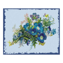 Beautiful Blue Flowers Poster posters by vintagegiftmall Beautiful Blue Flowers Poster posters