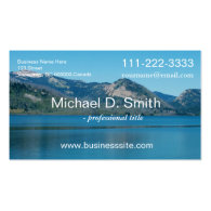 Beautiful blue lake, sky and mountain landscape business cards