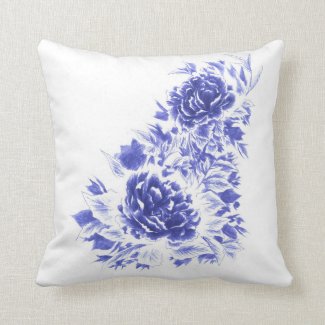Beautiful Blue Peony Pillow