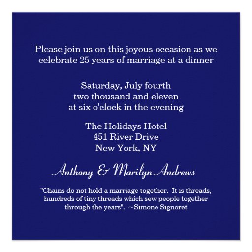 beautiful blue photo 25th anniversary invitation