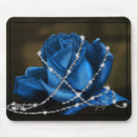 beautiful blue rose and diamonds mouse pads