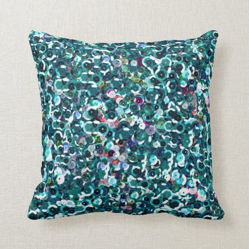 Beautiful Blue Sequins Throw Pillows Zazzle