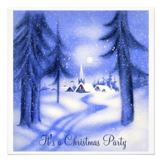 Beautiful Blue Snow Christmas Announcements