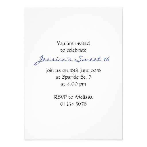 Beautiful Blue sparkles Sweet 16 Invitations