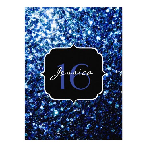 Beautiful Blue sparkles Sweet 16 Invitations