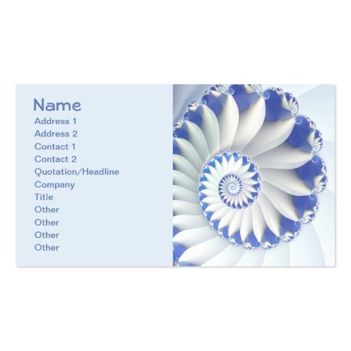 Beautiful Blue & White Sea Shell Abstract Art Business Card (front side)