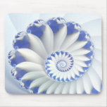 Beautiful Blue & White Sea Shell Abstract Art Mouse Pad