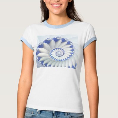 Beautiful Blue & White Sea Shell Fine Fractal Art Tees