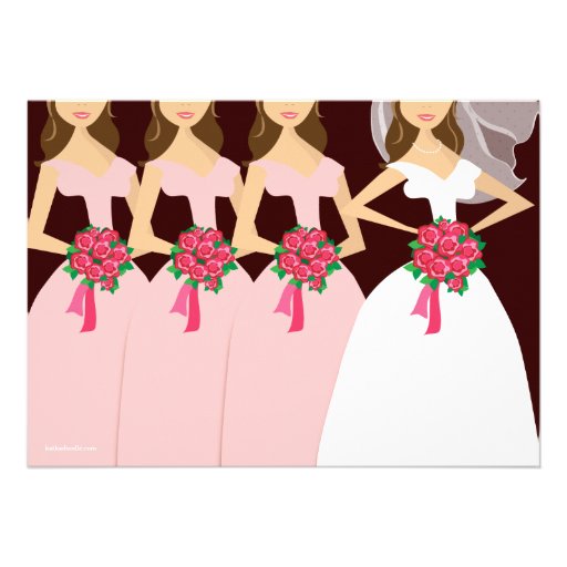 Beautiful Bride Pink Bridesmaids Bridal Shower Cards