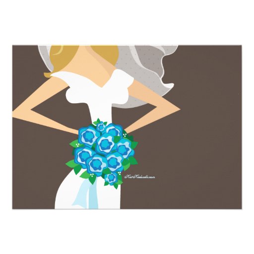 Beautiful Bride w Bouquet Bridal Shower Invitation