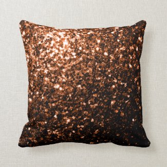 Beautiful Bronze Orange Brown glitters sparkles Pillow