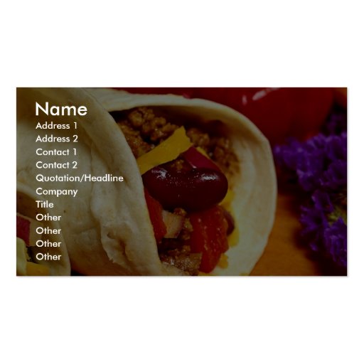 Beautiful Burrito recipe for food lovers Business Card Templates (front side)
