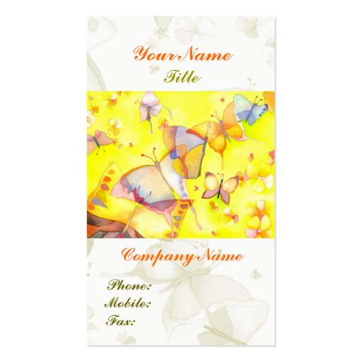 Beautiful Butterflies in Nature Business Cards (front side)