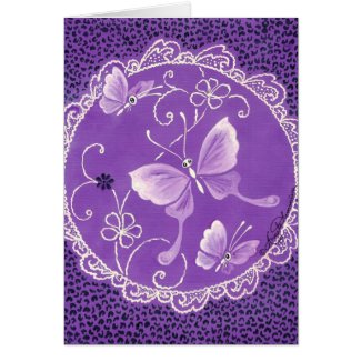Beautiful Butterflies with Lace in Purple Cards