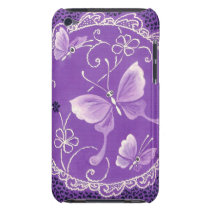 Beautiful  Butterflies with Lace in Purple Barely There Ipod Cases