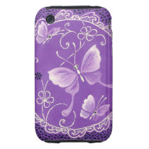 Beautiful  Butterflies with Lace in Purple Iphone 3 Tough Cover