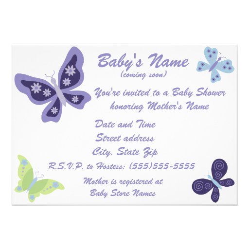 Beautiful Butterfly Baby Shower Invitations