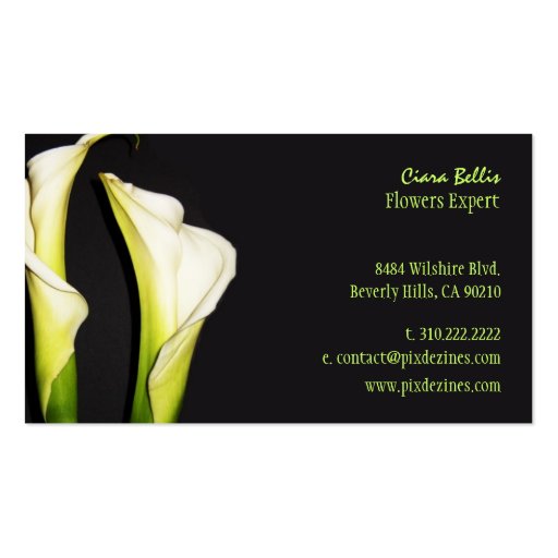 Beautiful calla lilies business cards (back side)