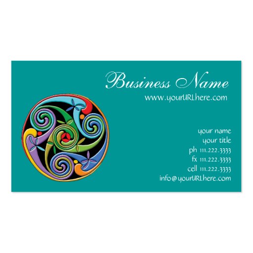 Beautiful Celtic Mandala with Colorful Swirls Business Card Templates (front side)