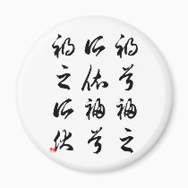 Beautiful Chinese Calligraphy -happness&misfortune magnets