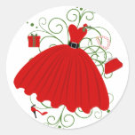 Beautiful, Christmas Dress Round Sticker