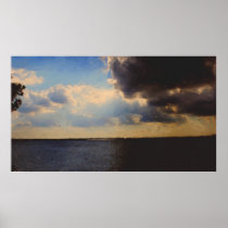 Beautiful Clouds & Lake Oil Painting on Canvas posters