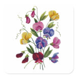 Beautiful, Colorful, Embroidered Sweet Peas Stickers