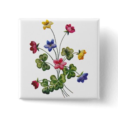 Beautiful Colorful Embroidered Wood Sorrel Pin by Faux_Embroidery