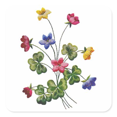 Beautiful Colorful Embroidered Wood Sorrel Sticker by Faux_Embroidery