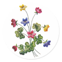 Beautiful Colorful Embroidered Wood Sorrel Sticker